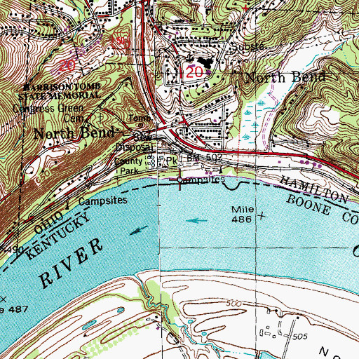 Topographic Map of North Bend Boat Club, OH