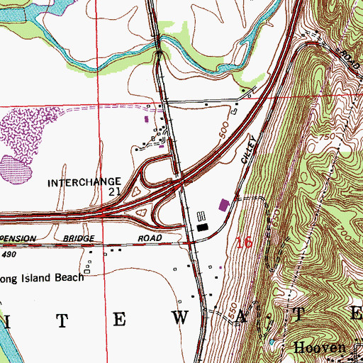 Topographic Map of Interchange 21, OH