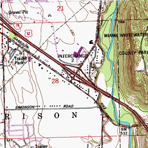 Topographic Map of Interchange 2, OH