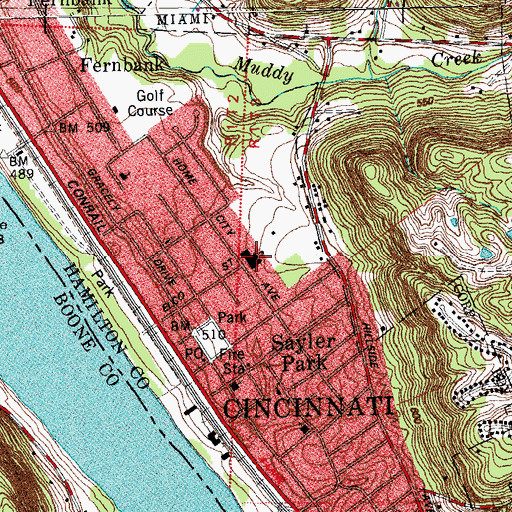 Topographic Map of Sayler Park Elementary School, OH
