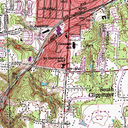 Topographic Map of Saint Gertrude Catholic Church, OH