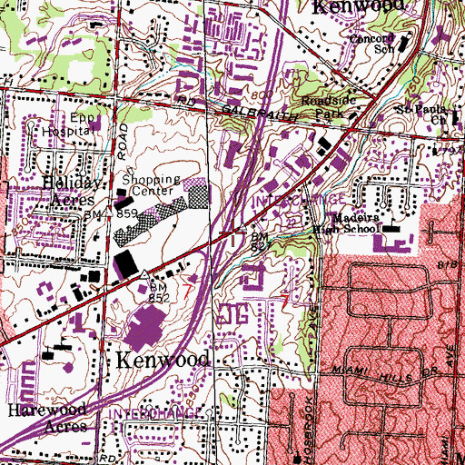 Topographic Map of Interchange 12, OH