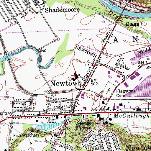 Topographic Map of Newtown Elementary School (historical), OH
