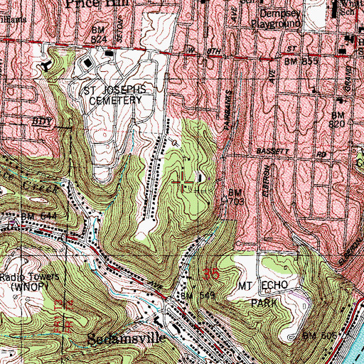 Topographic Map of Embshoff Woods and Nature Preserve, OH