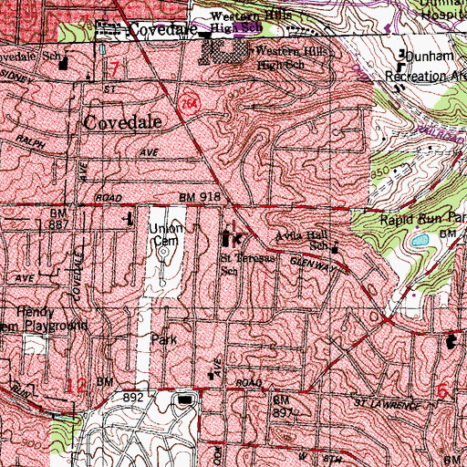 Topographic Map of Saint Theresa of Avila Catholic Church, OH