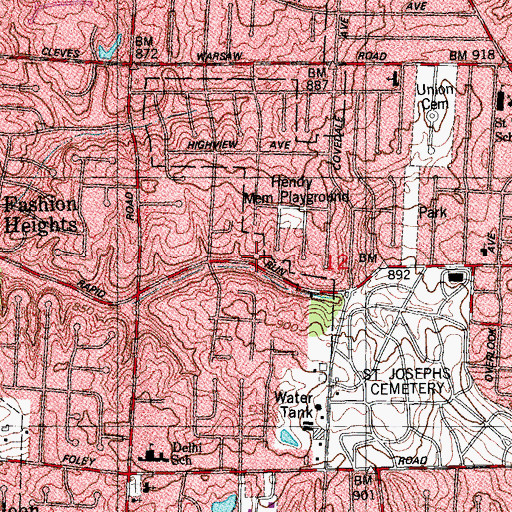 Topographic Map of Monterey, OH
