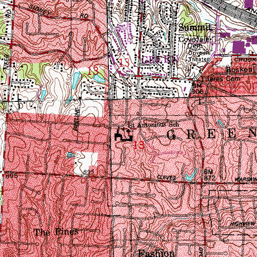 Topographic Map of Saint Antoninus Catholic Church, OH