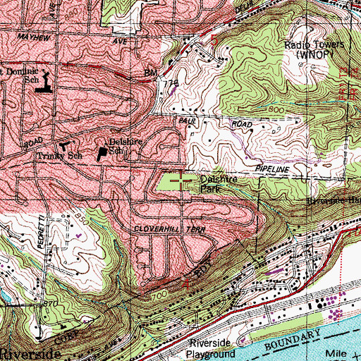Topographic Map of Delshire Park, OH