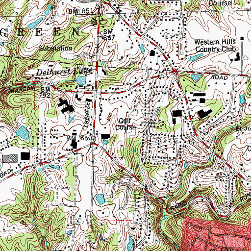 Topographic Map of Delhi Hills Golf Course, OH
