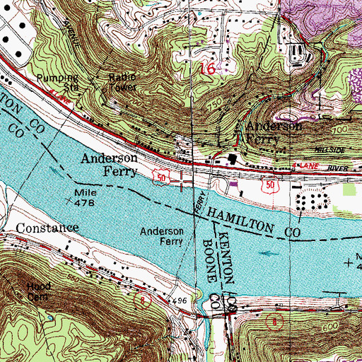 Topographic Map of Andersons Ferry Marina, OH