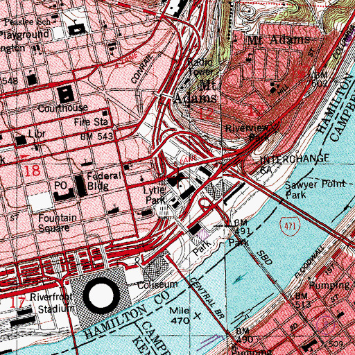 Topographic Map of Taft Museum, OH