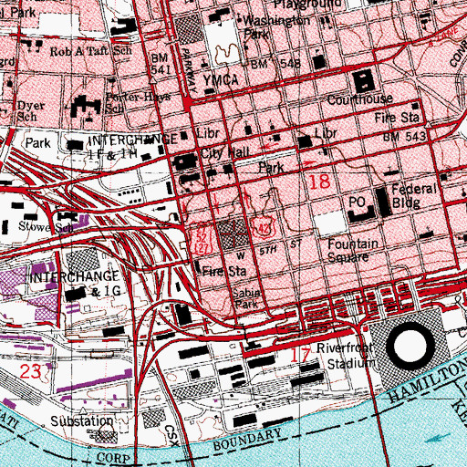 Topographic Map of Cincinnati Convention Center, OH