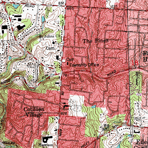 Topographic Map of Delhi Shopping Center, OH