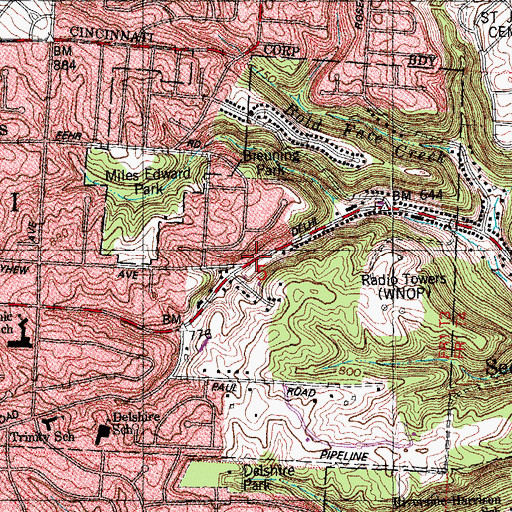 Topographic Map of Delhi Plaza Shopping Center, OH