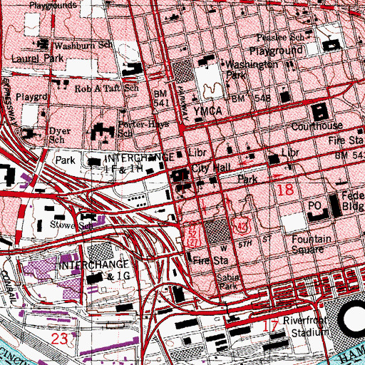 Topographic Map of Saint Peter in Chains Cathedral, OH