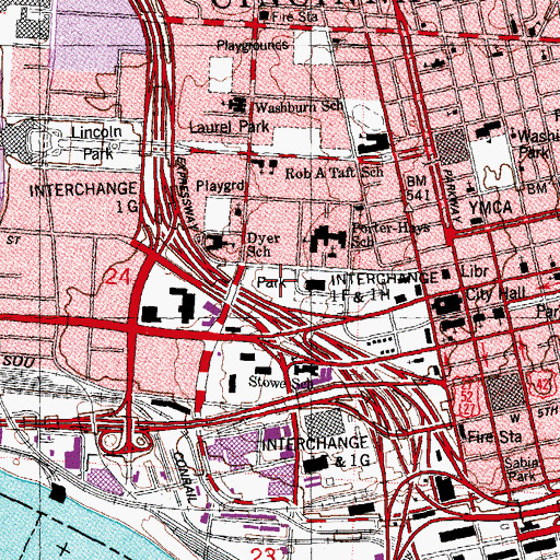 Topographic Map of Weaver Playground, OH