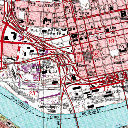 Topographic Map of Interchange 1F and 1G, OH