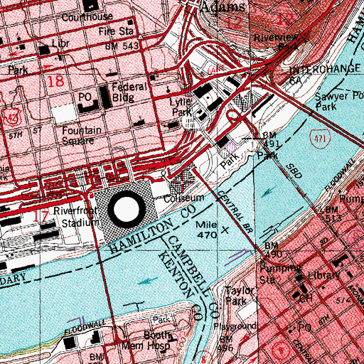 Topographic Map of The Crown, OH