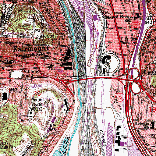 Topographic Map of Western Hills Viaduct, OH
