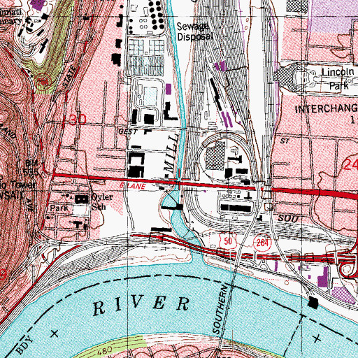 Topographic Map of West Eighth Street Viaduct, OH