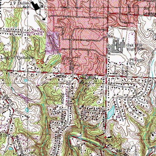 Topographic Map of Oak Hills Church, OH