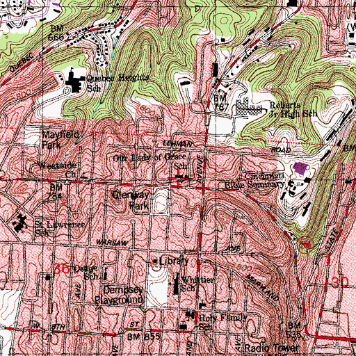 Topographic Map of Our Lady of Grace Catholic Church (historical), OH
