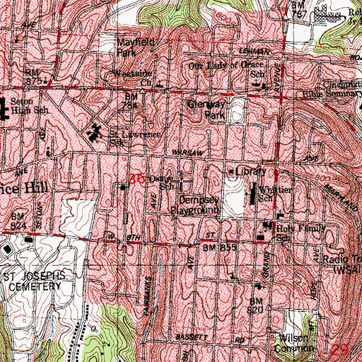 Topographic Map of Osage School, OH