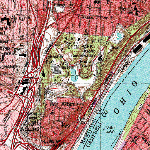 Topographic Map of Mirror Lake, OH
