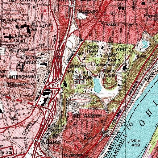 Topographic Map of Cincinnati Art Museum, OH