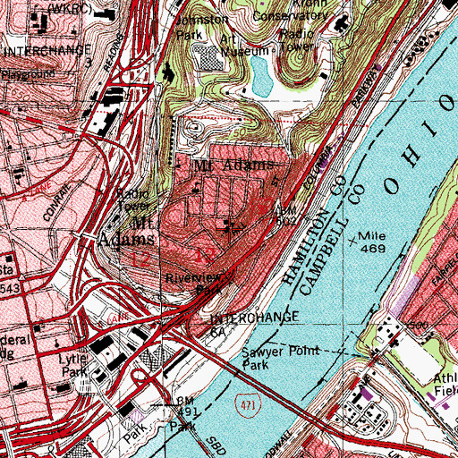 Topographic Map of Church of the Immaculate Conception, OH