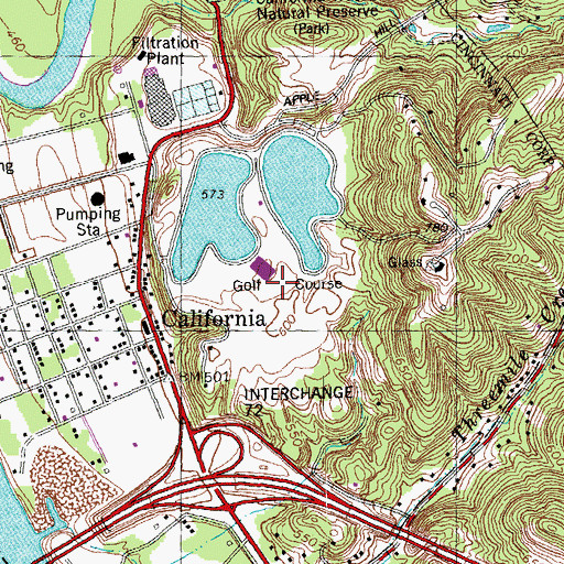 Topographic Map of California Golf Course, OH