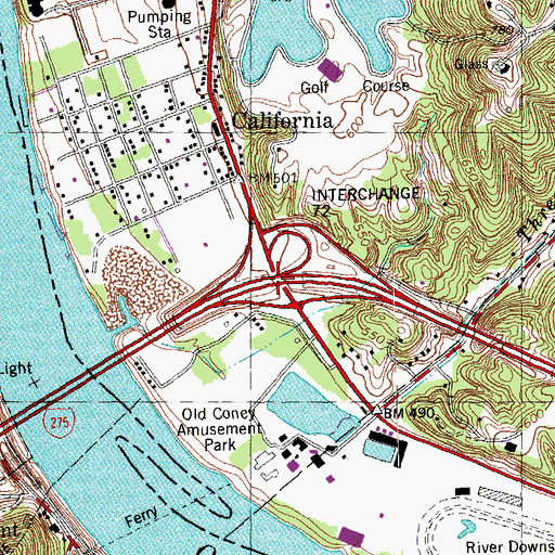 Topographic Map of Interchange 72, OH