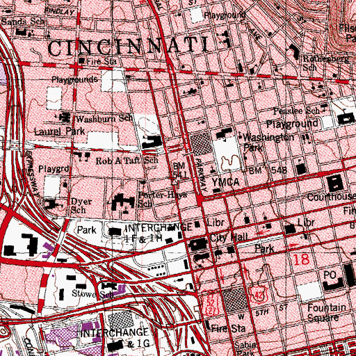 Topographic Map of Cincinnati Commercial Hospital (historical), OH
