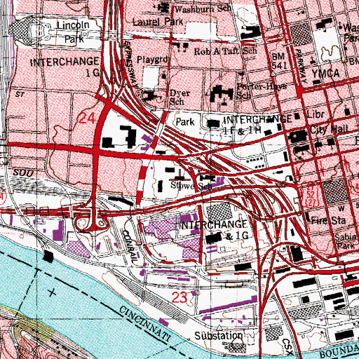 Topographic Map of Cincinnati Female Academy (historical), OH