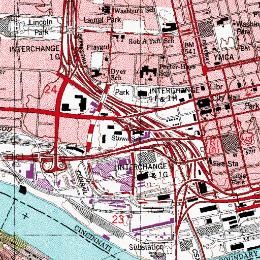 Topographic Map of Calvary Methodist Episcopal Church (historical), OH