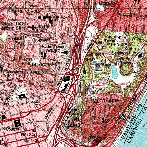 Topographic Map of Interchange 3, OH