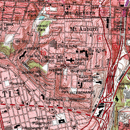 Topographic Map of Sarah J Armstrong School (historical), OH