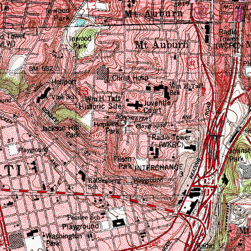 Topographic Map of Hopkins Park, OH