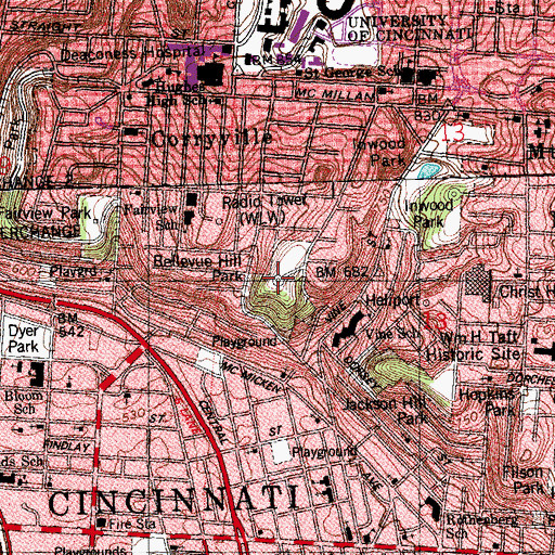 Topographic Map of Brighton Hill, OH