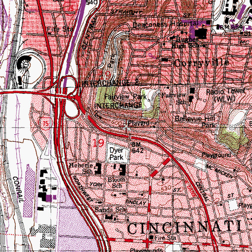 Topographic Map of McMicken-Klotter Playground, OH