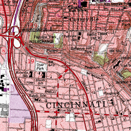 Topographic Map of Mohawk Park, OH
