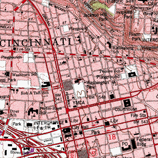Topographic Map of Washington Park Elementary School, OH