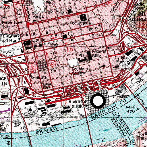 Topographic Map of Gamblers Row (historical), OH