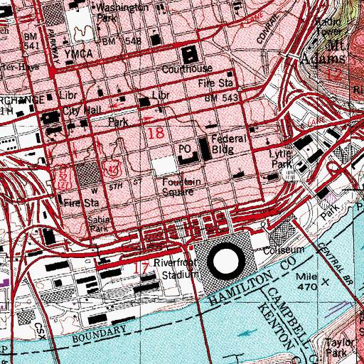 Topographic Map of Lancaster Seminary (historical), OH