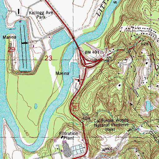 Topographic Map of Miami Beach Marina, OH