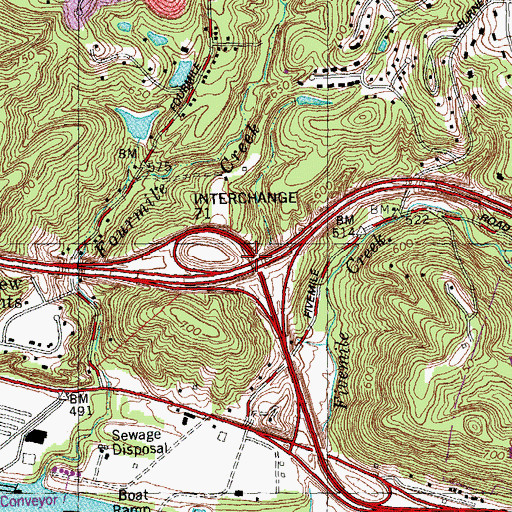 Topographic Map of Interchange 71, OH