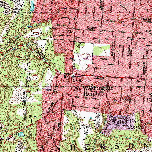 Topographic Map of Salem United Methodist Church, OH