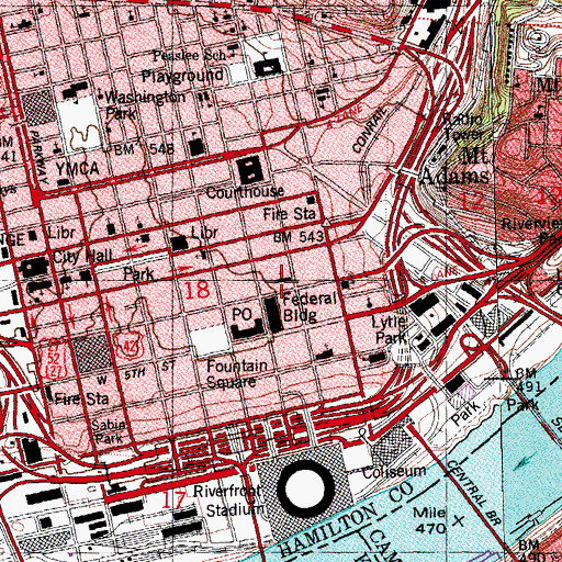 Topographic Map of Saint Xavier Catholic Church, OH