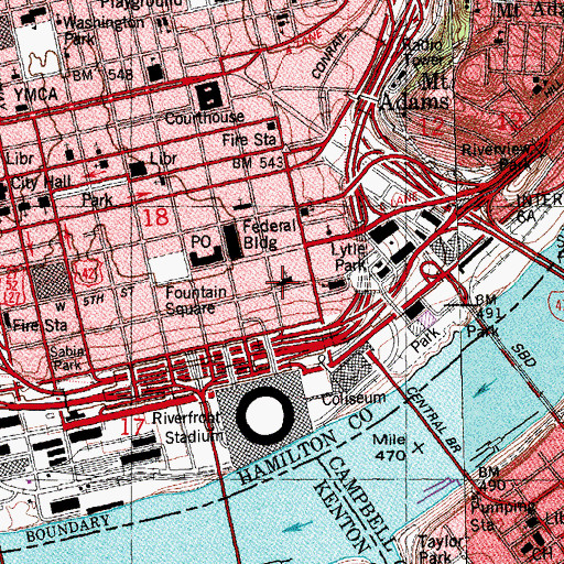Topographic Map of Christ Episcopal Church, OH