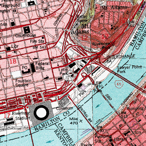 Topographic Map of Belmont School (historical), OH